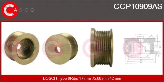 Belt Pulley, alternator (CCP10909AS)
