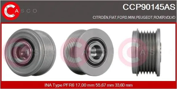 Belt Pulley, alternator (CCP90145AS)