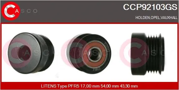 Belt Pulley, alternator (CCP92103GS)