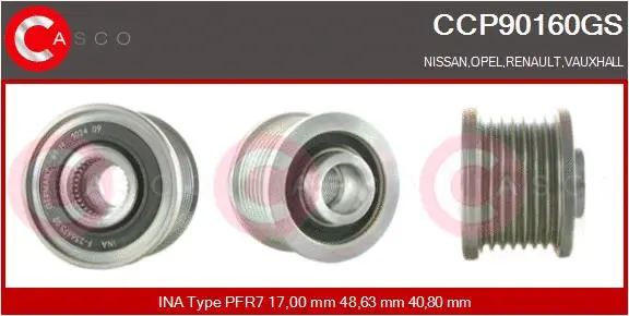 Belt Pulley, alternator (CCP90160GS)