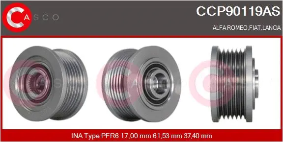 Belt Pulley, alternator (CCP90119AS)