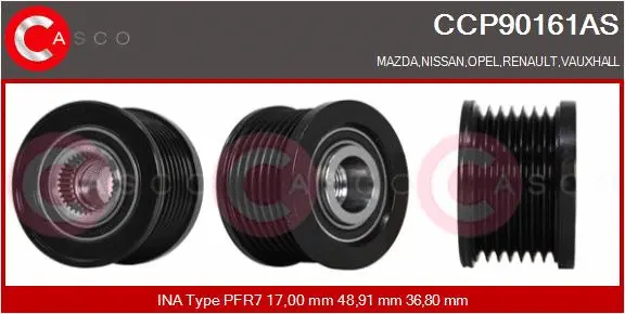 Belt Pulley, alternator (CCP90161AS)