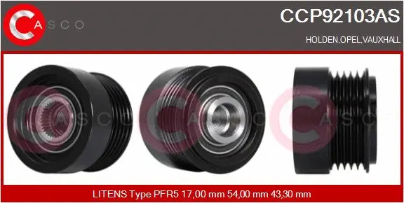 Belt Pulley, alternator (CCP92103AS)