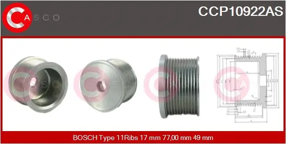 Belt Pulley, alternator (CCP10922AS)