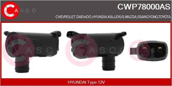 Washer Fluid Pump, window cleaning (CWP78000AS)
