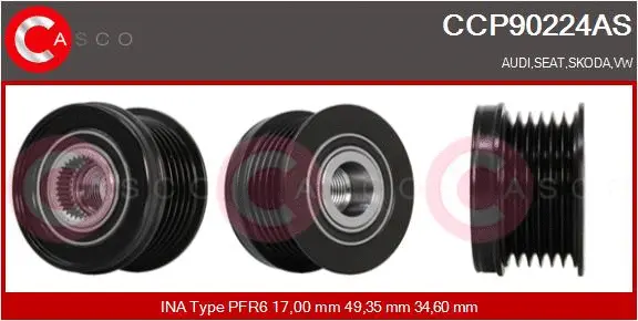 Belt Pulley, alternator (CCP90224AS)