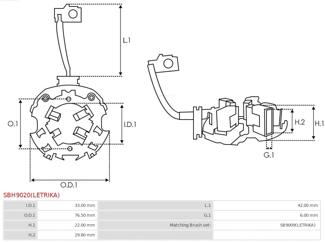 Holder, carbon brushes