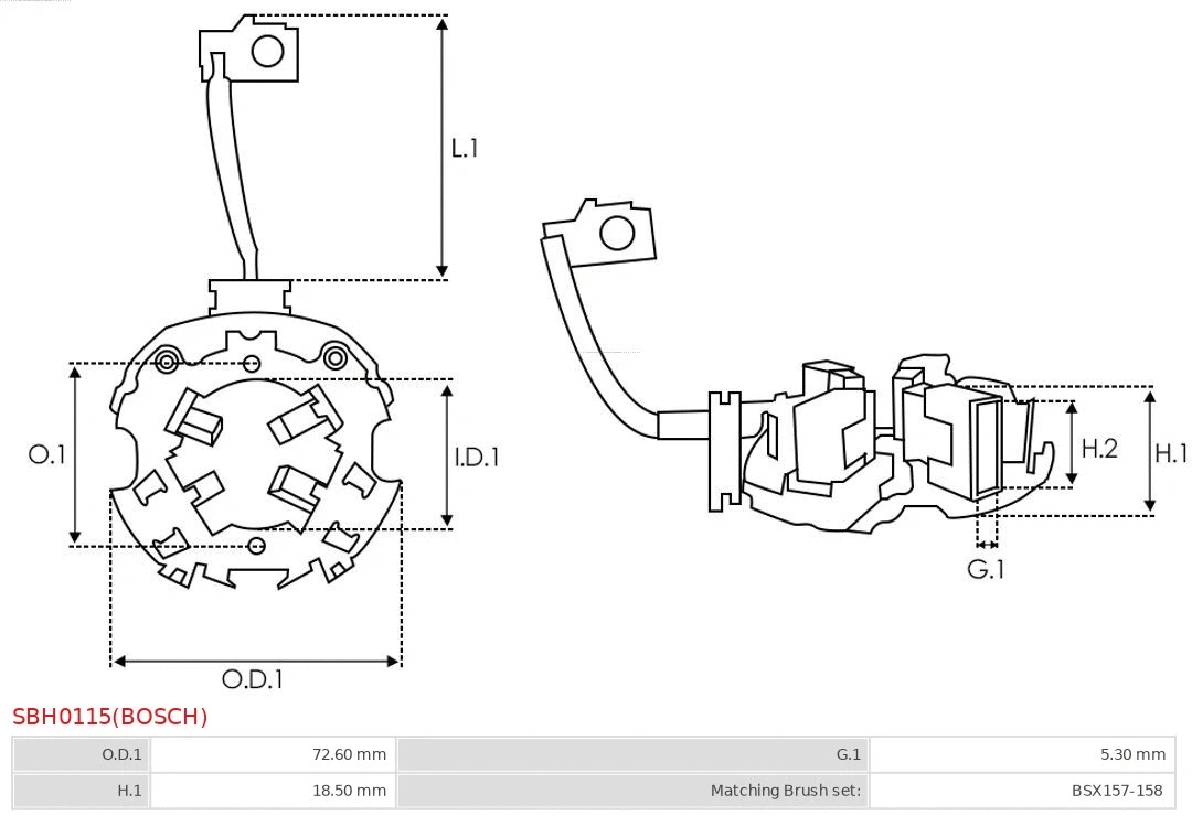Holder, carbon brushes