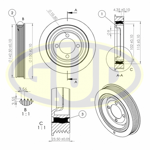 Belt Pulley, crankshaft (GCP702058)