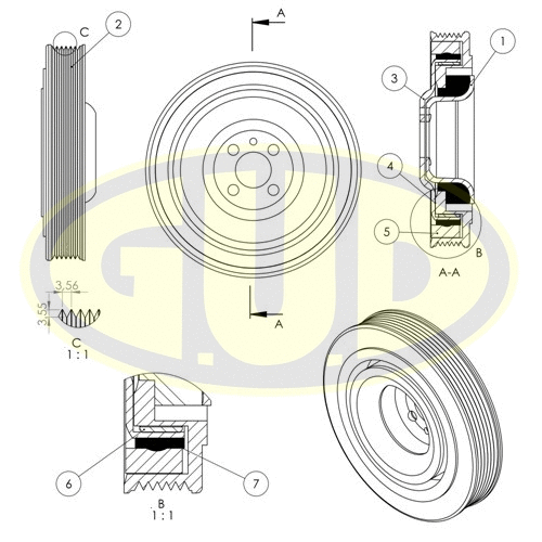 Belt Pulley, crankshaft (GCP702010)