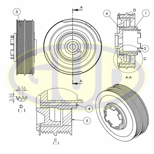 Belt Pulley, crankshaft (GCP703001)