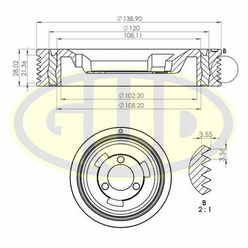 Belt Pulley, crankshaft (GCP701192)
