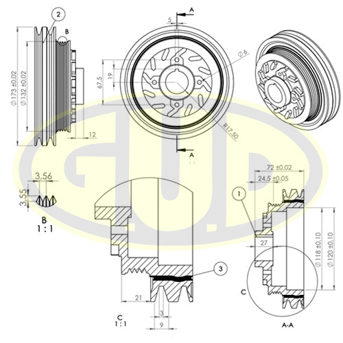 Belt Pulley, crankshaft (GCP701075)