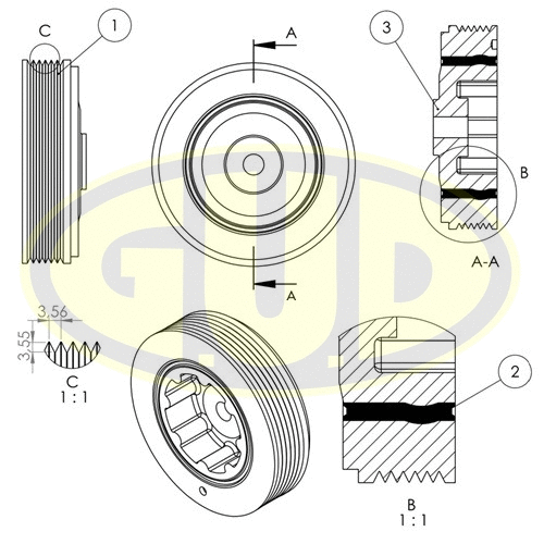Belt Pulley, crankshaft (GCP701151)