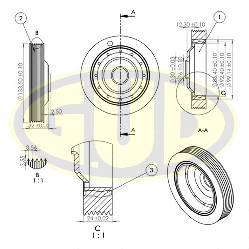 Belt Pulley, crankshaft (GCP701156)
