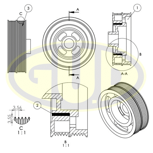 Belt Pulley, crankshaft (GCP702074)