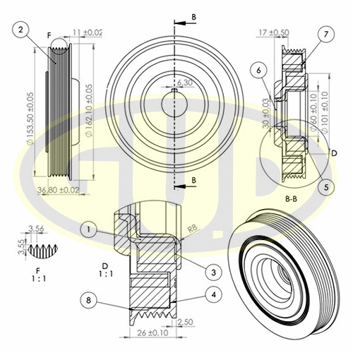Belt Pulley, crankshaft (GCP701182)