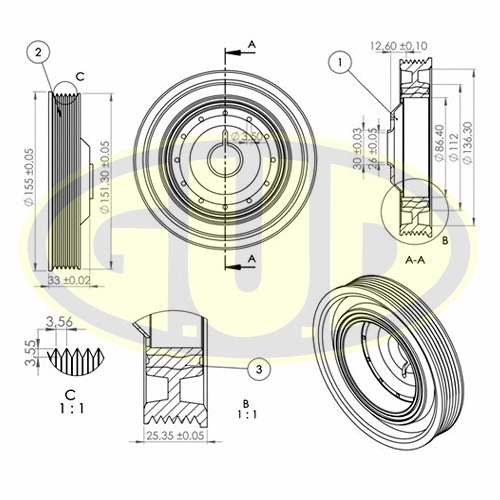 Belt Pulley, crankshaft (GCP702063)