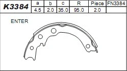 Brake Shoe Set, parking brake (K3384)