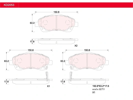 Brake Pad Set, disc brake (KD2053)