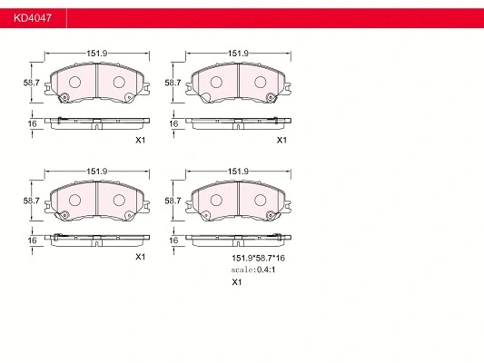 Brake Pad Set, disc brake (KD4047)