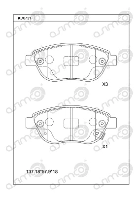 Brake Pad Set, disc brake (KD0731)