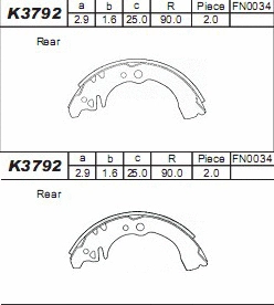 Brake Shoe Set (K3792)