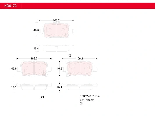 Brake Pad Set, disc brake (KD6172)