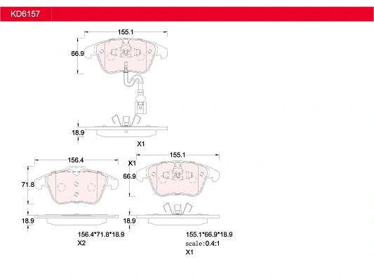Brake Pad Set, disc brake (KD6157)
