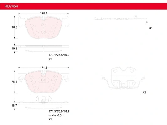 Brake Pad Set, disc brake (KD7454)