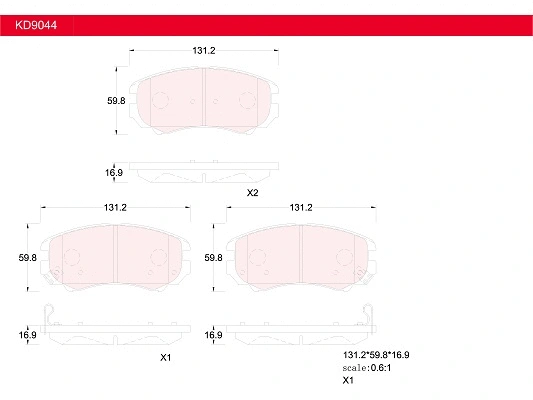 Brake Pad Set, disc brake (KD9044)