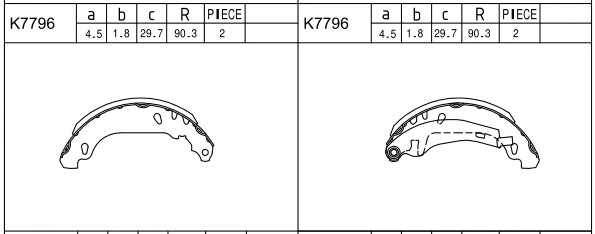 Brake Shoe Set (K7796)