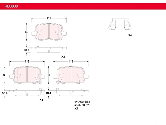 Brake Pad Set, disc brake (KD6030)