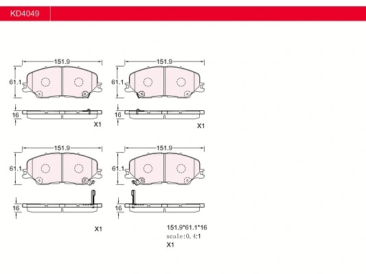 Brake Pad Set, disc brake (KD4049)