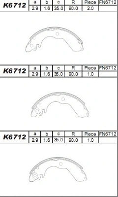 Brake Shoe Set (K6712)