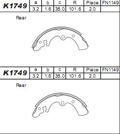Brake Shoe Set (K1749)