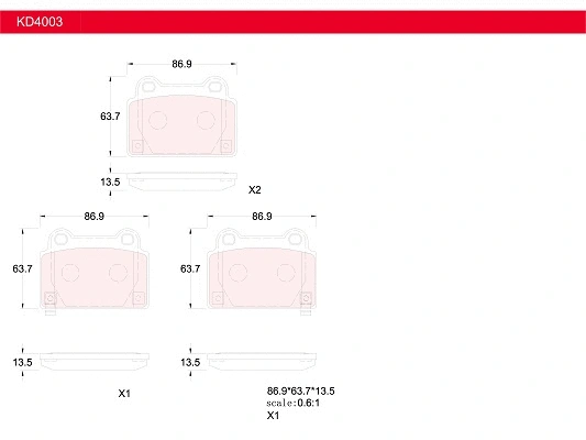 Brake Pad Set, disc brake (KD4003)