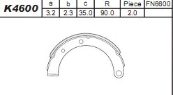 Brake Shoe Set, parking brake (K4600)