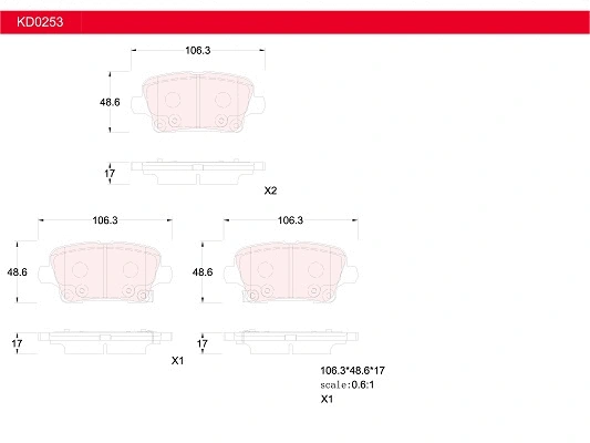 Brake Pad Set, disc brake (KD0253)