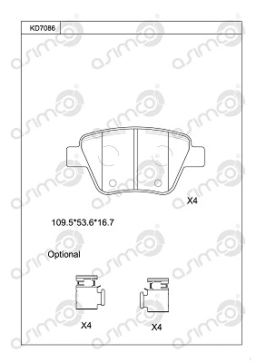 Brake Pad Set, disc brake (KD7086)
