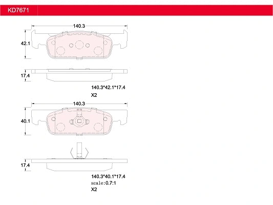 Brake Pad Set, disc brake (KD7671)