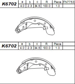 Brake Shoe Set (K6702)