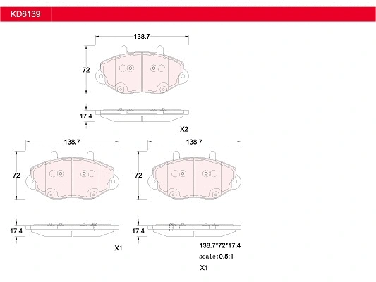 Brake Pad Set, disc brake (KD6139)