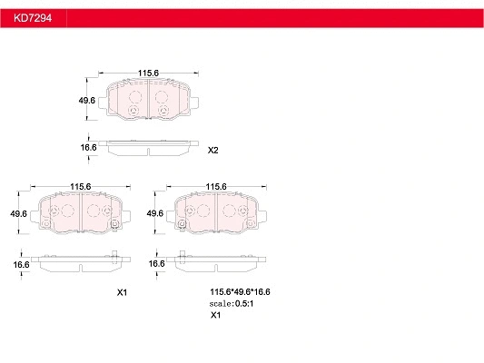 Brake Pad Set, disc brake (KD7294)