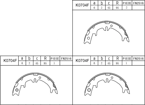 Brake Shoe Set, parking brake (K0704F)