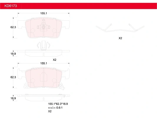Brake Pad Set, disc brake (KD6173)