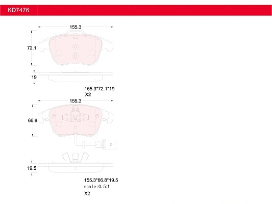 Brake Pad Set, disc brake (KD7476)