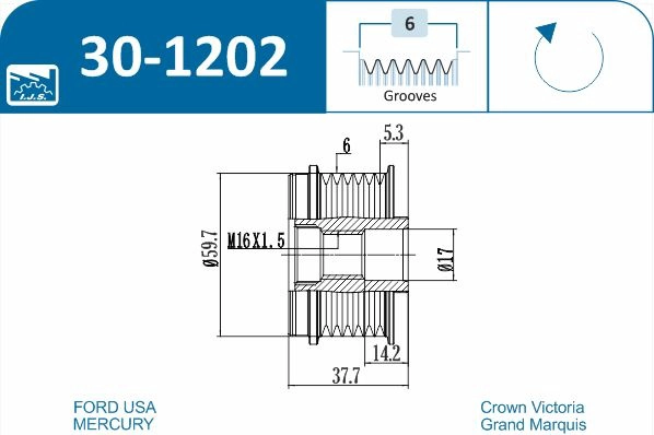 Alternator Freewheel Clutch (30-1202)