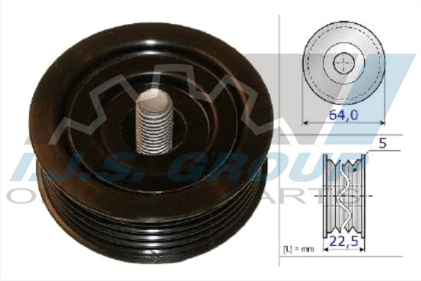 Deflection/Guide Pulley, V-ribbed belt (93-2134)