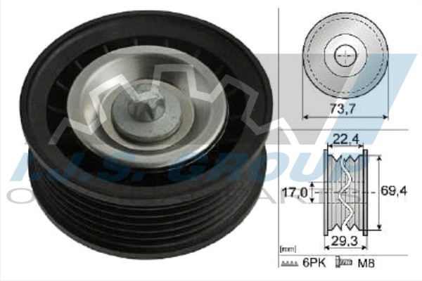Deflection/Guide Pulley, V-ribbed belt (93-2185)